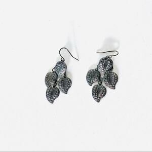 NORDSTROM REVOLVE VINTAGE Dark Silver Titanium Leaf Drop Dangle Earrings Jewelry